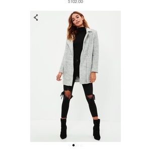 Petite grey wool biker coat